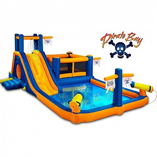 【Sports&Outdoors】Pirate Bay - Inflatable Water Park - Large - Slide - Climbing Wall - Bounce House - Tunnel