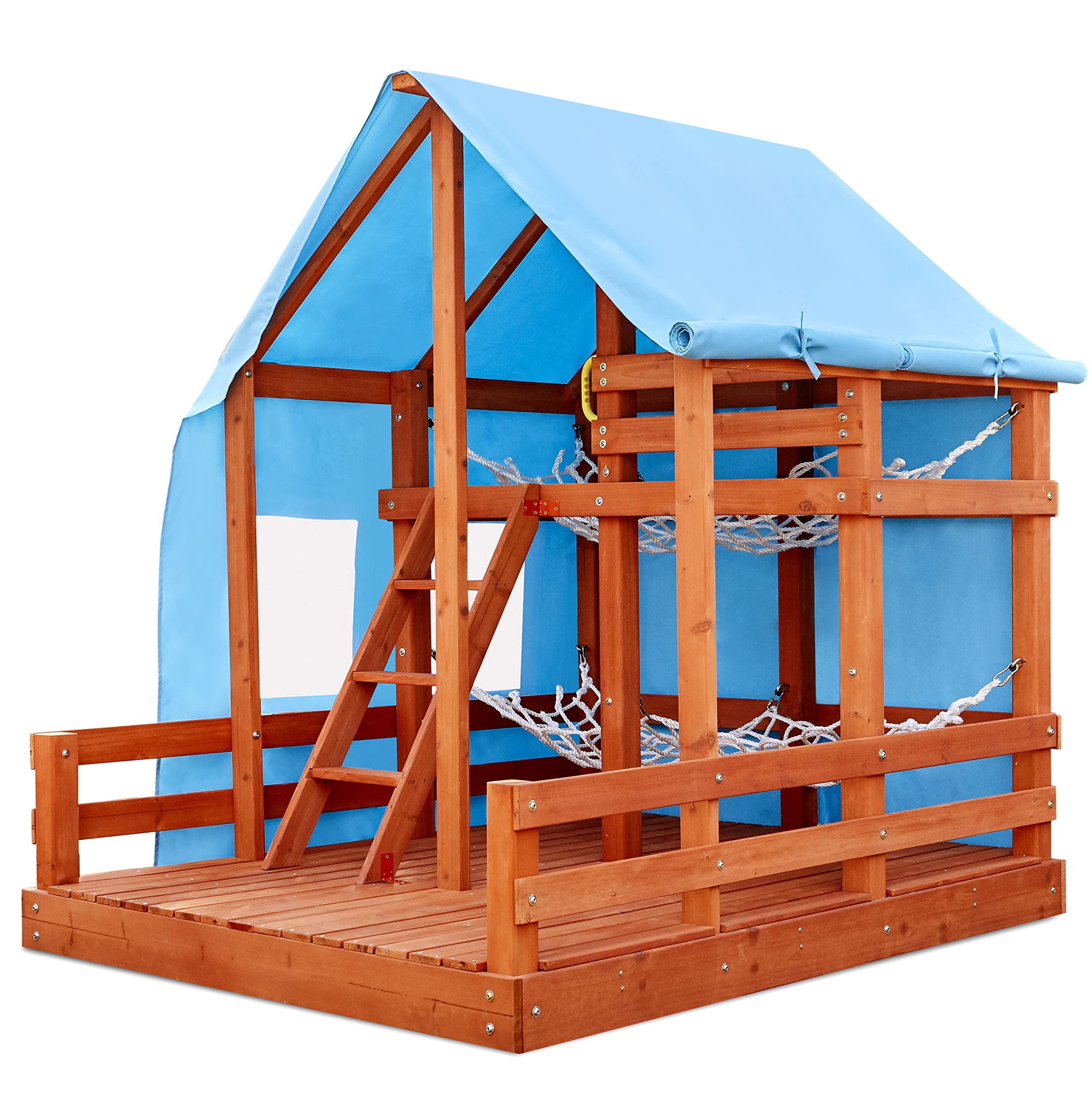 【Sports&Outdoors】Outdoor Glamping House, Backyard Bungalow Fun, 2 Bunk Hammocks, Outdoor Lights