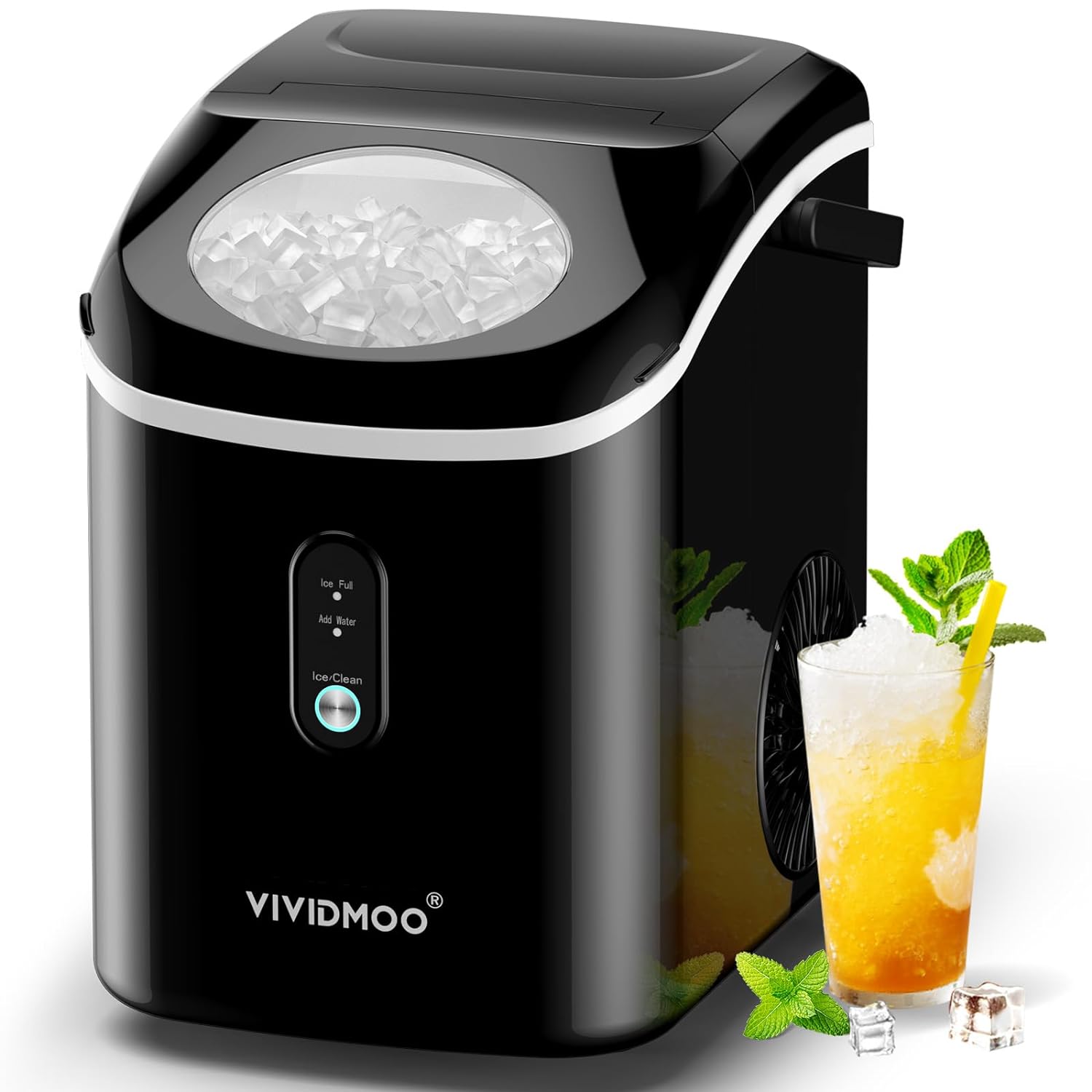 Ice Makers Countertop Nugget Ice Cubes, Portable Ice Maker, Self Cleaning Pebble Ice Machine, 33lbs/24h, Lower Noise, Small Sonic Ice Maker for Home, Kitchen, Office, Counter Top Pellet Ice Generator
