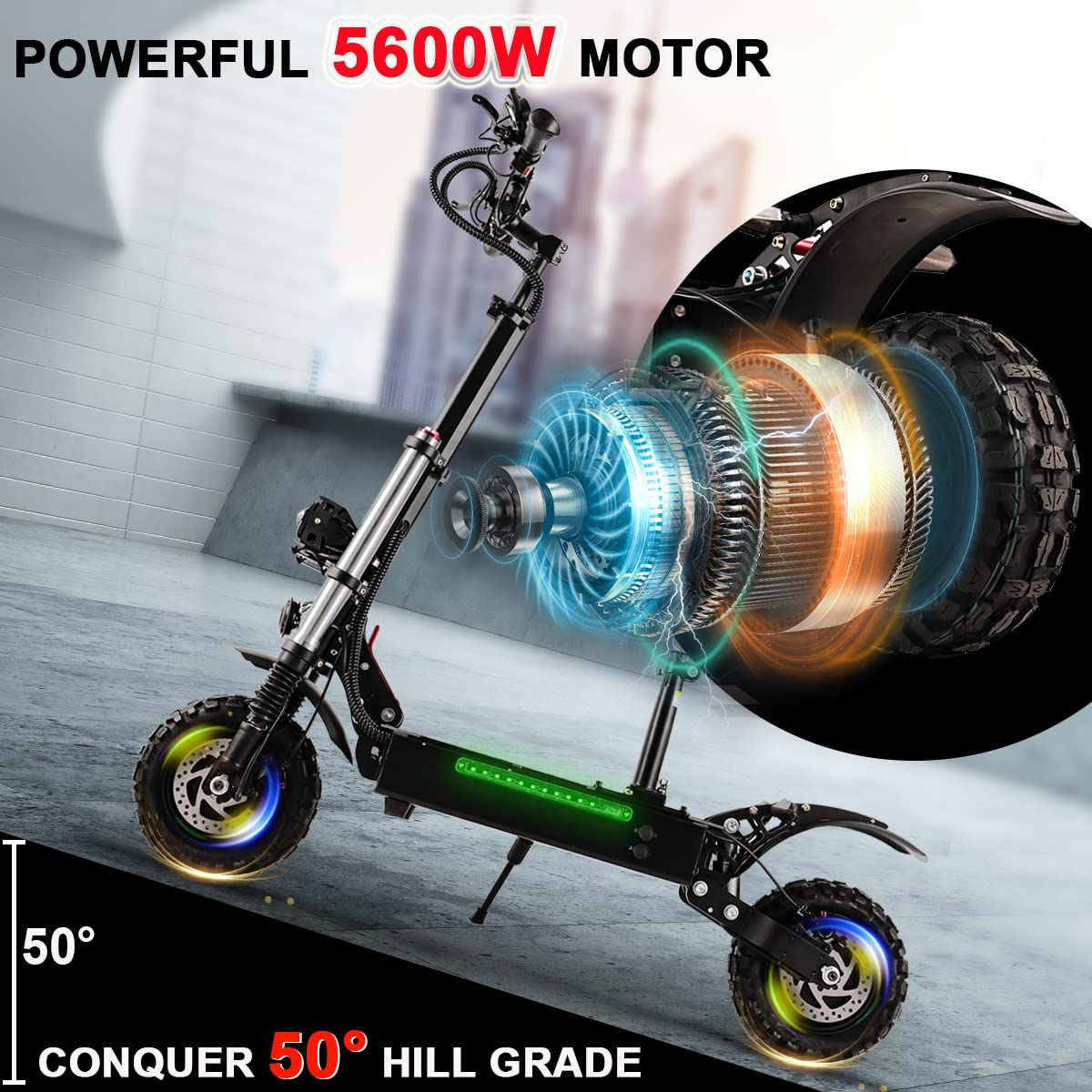 【Sports&Outdoors】60V 5600W Dual Motor Electric Scooter Adults 50 MPH Max Speed Foldable Scooter Electric