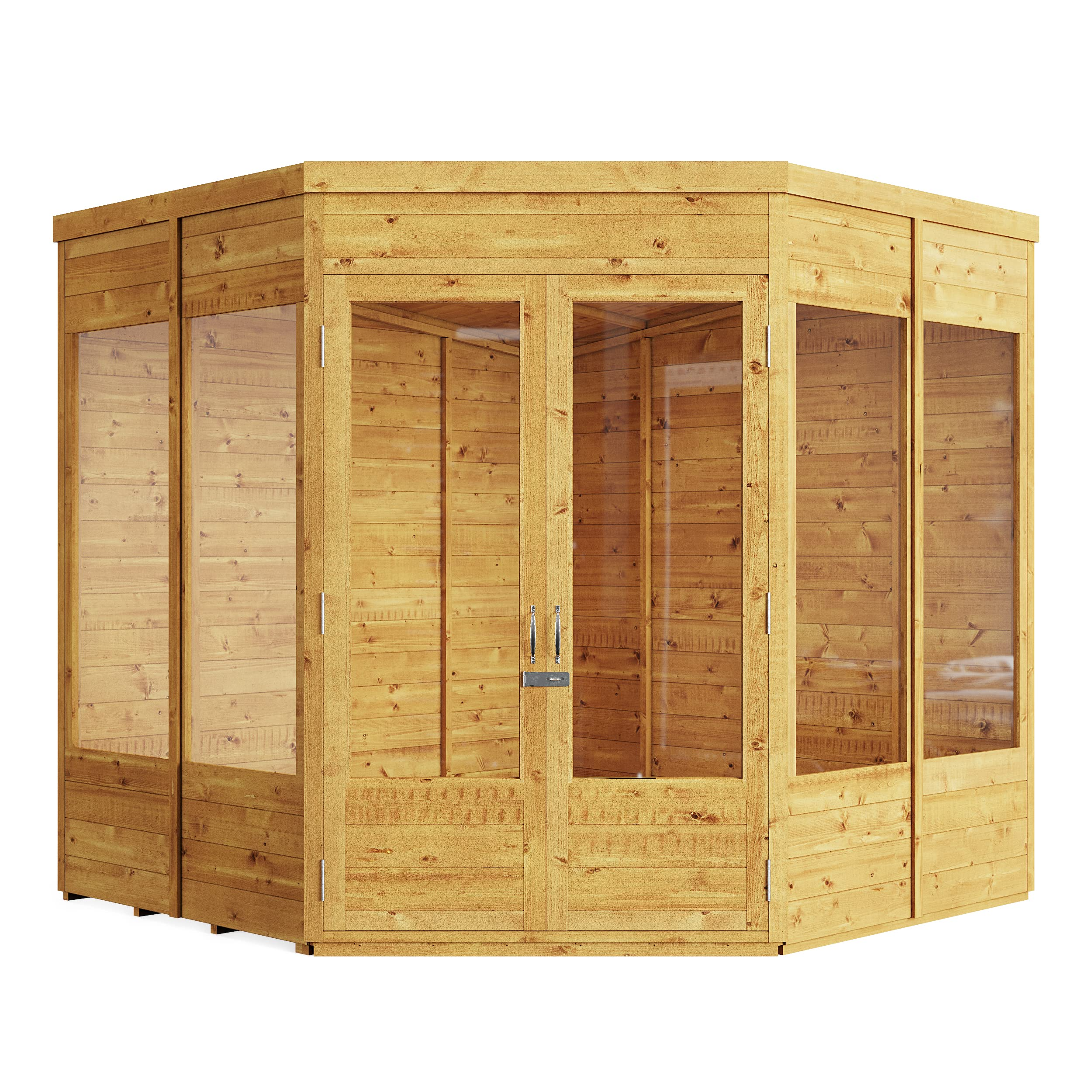 【Home&Garden】Corner Summerhouse Log Cabin 7 x 7 Garden Storage Shed Wooden Summer House Sheds