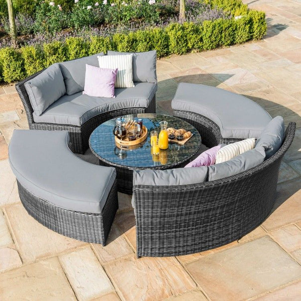 【Home&Garden】Maze Rattan Garden Furniture Brown Chelsea Lifestyle Sofa Set With Glass Top