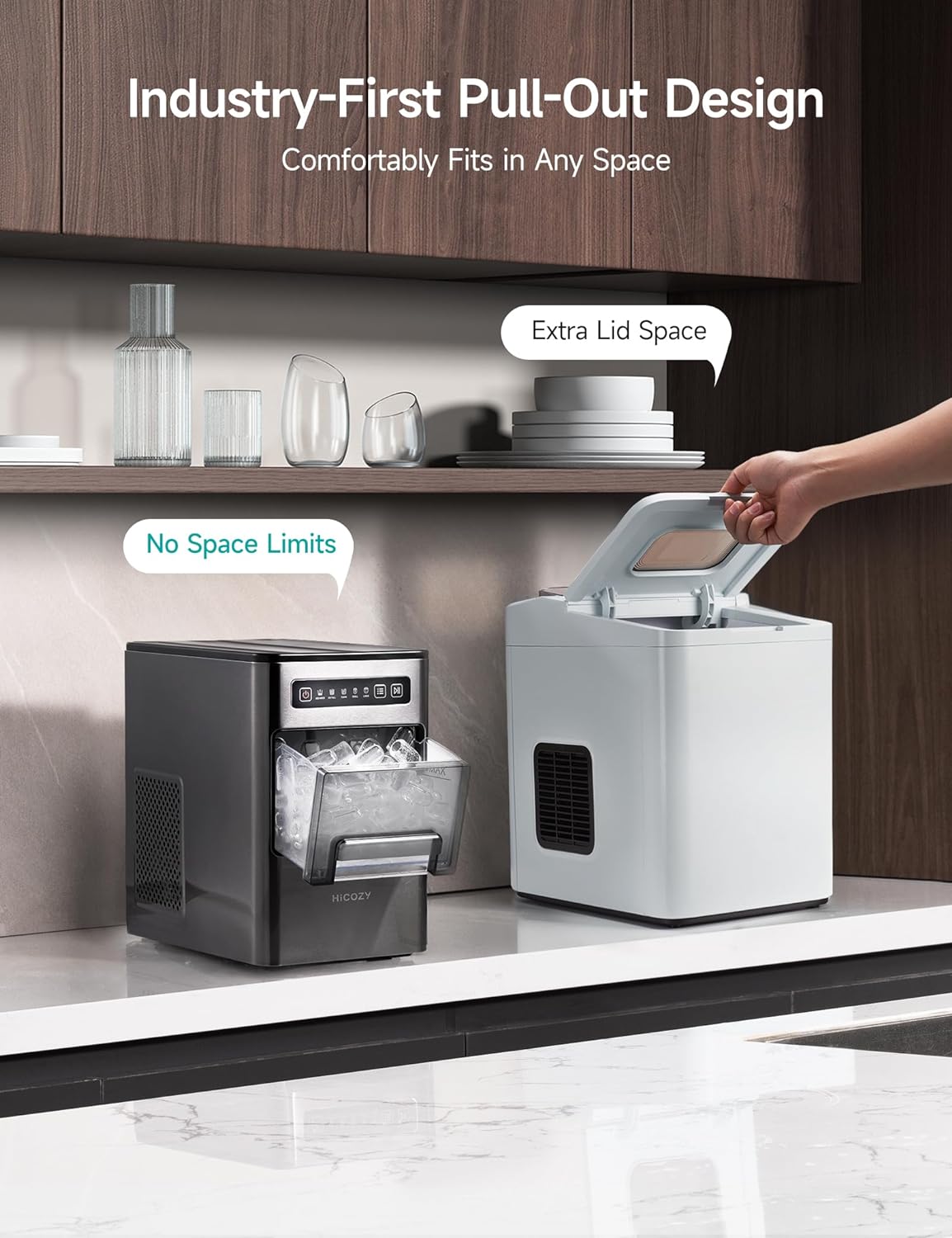 HiCOZY Countertop Ice Maker, Ice in 6 Mins, 24 lbs/Day, Portable & Compact Gift with Self-Cleaning, for Apartment/Cabinet/Kitchen/Office/Camping/RV