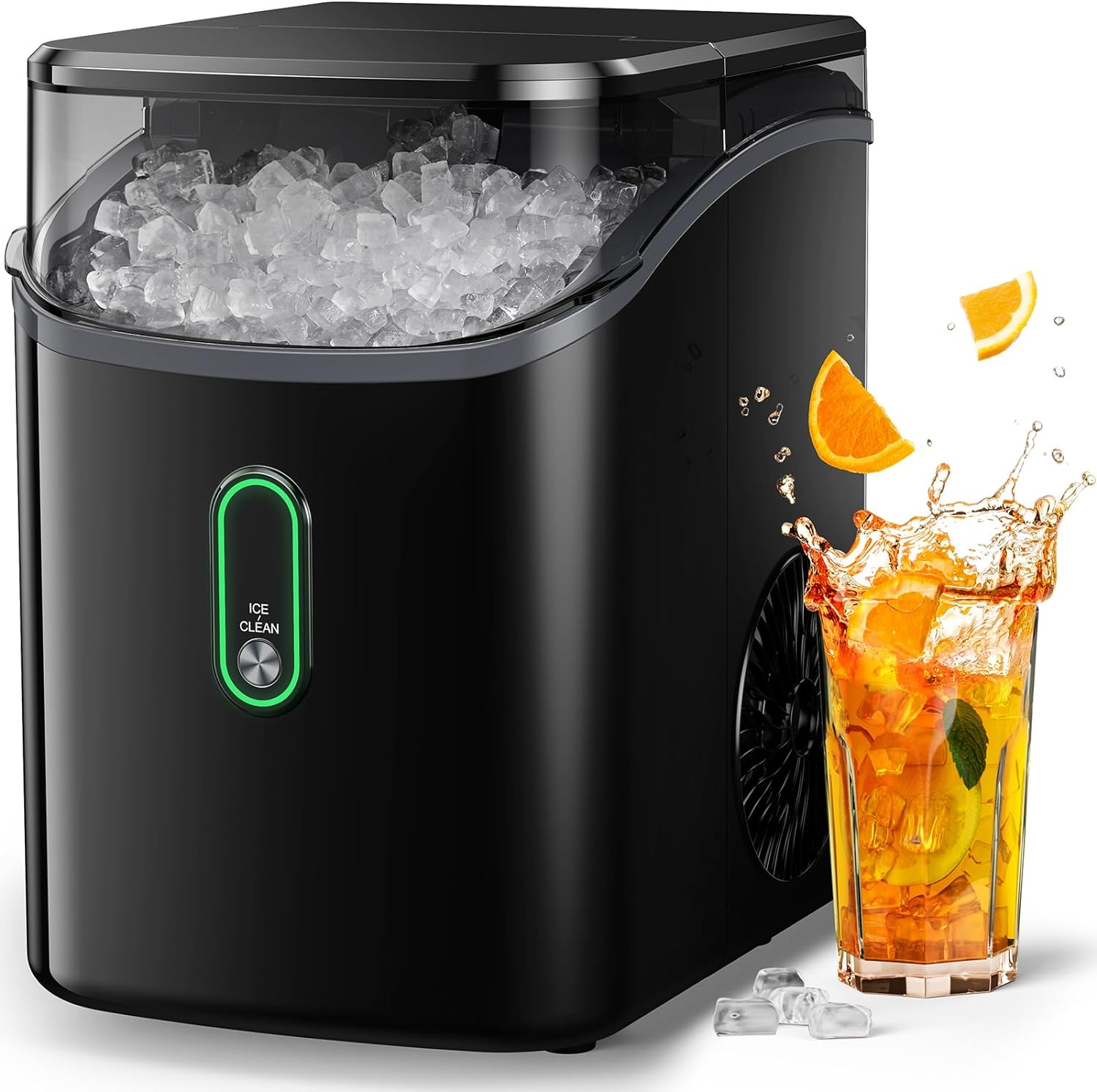 Silonn Nugget Ice Maker Countertop, Pebble Ice Maker with Soft Chewable Ice, One-Click Operation Ice Machine with Self-Cleaning, 34lbs/24H for Home,Kitchen,Office