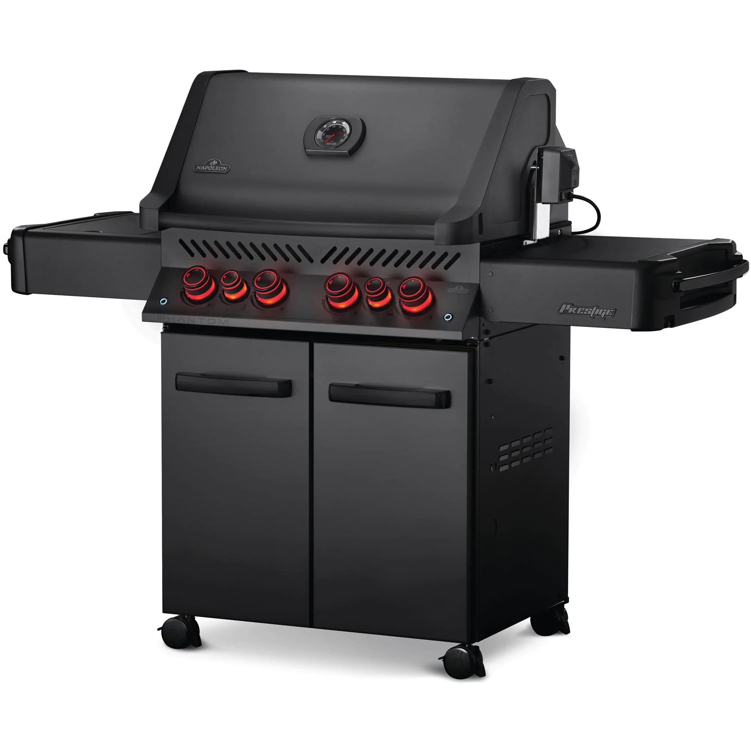 Napoleon Phantom Prestige 500 Propane Gas Grill with Infrared Rear Burner, Infrared Side Burner, & Rotisserie Kit - Matte Black - P500RSIBPMK-3-PHM