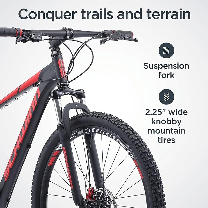 【Sports&Outdoors】Schwinn Bonafide Men and Women Mountain Bike, Front Suspension, 24-Speed, 29-Inch Wheels, 17-Inch Aluminum Frame