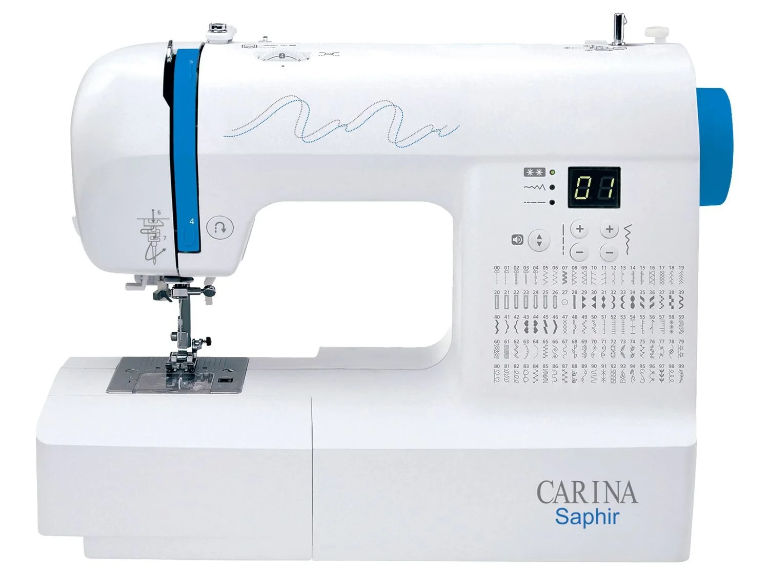 Carina Computer Nhmaschine Saphira, 100 Nhprogramme, 7 Knopflcher, mit Anschiebetisch