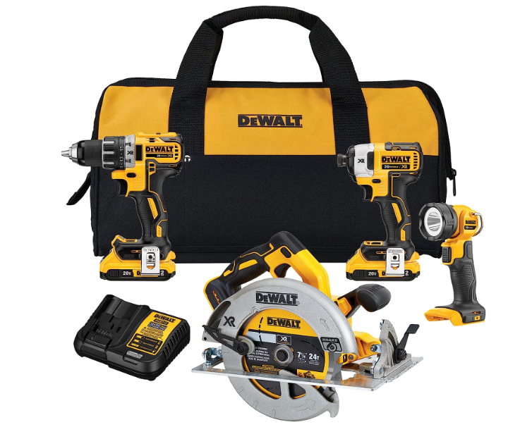 DeWALT Brushless 4-Tool Kit, 18V, Black Yellow