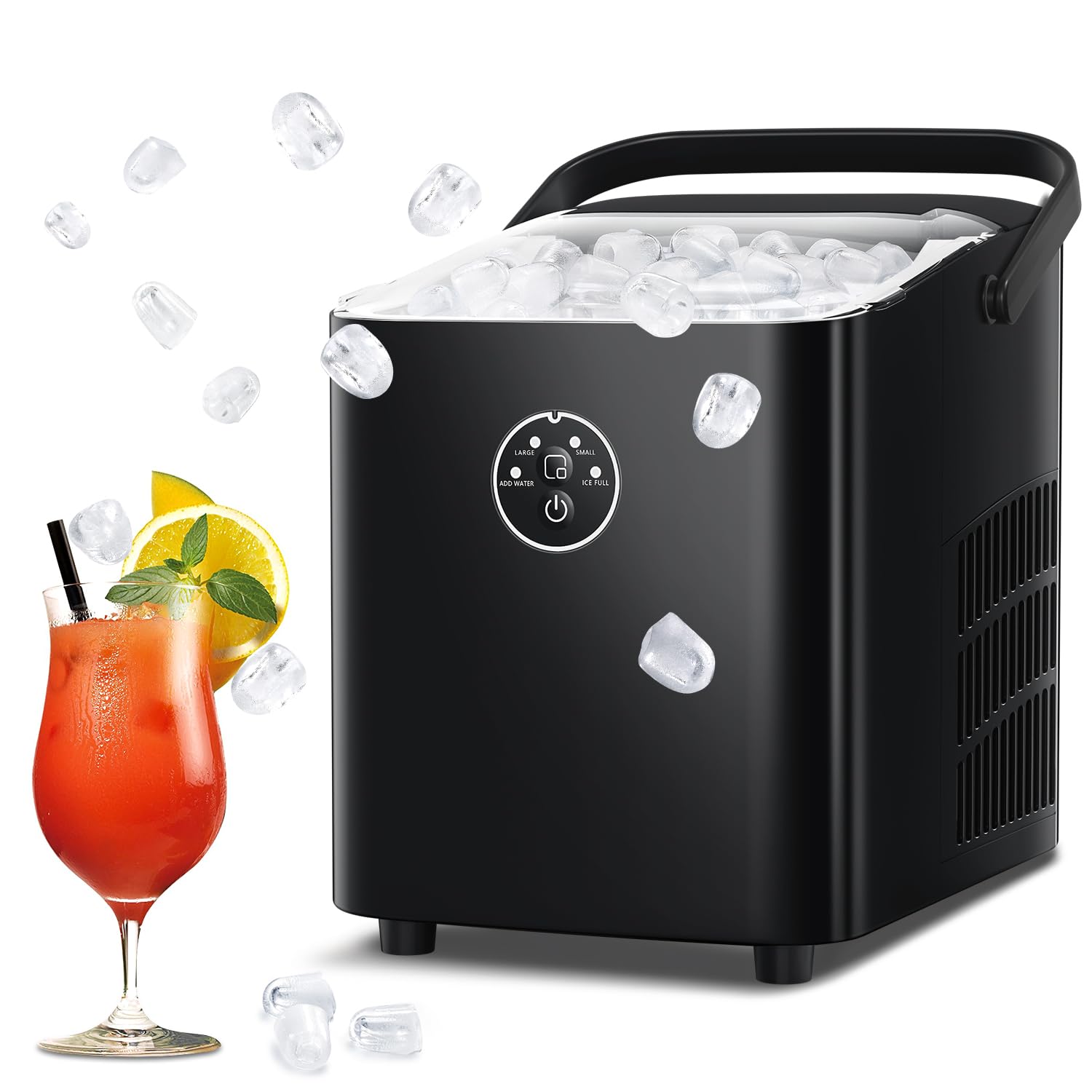 Countertop Ice Maker Machine, Portable Ice Makers Countertop with Self-Cleaning,9 Bullet Cubes Ready in 8 Mins,26lbs/24H，with Ice Scoop and Ice Basket，for Home Kitchen Camping RV.(Green)