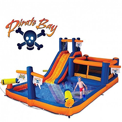 【Sports&Outdoors】Pirate Bay - Inflatable Water Park - Large - Slide - Climbing Wall - Bounce House - Tunnel