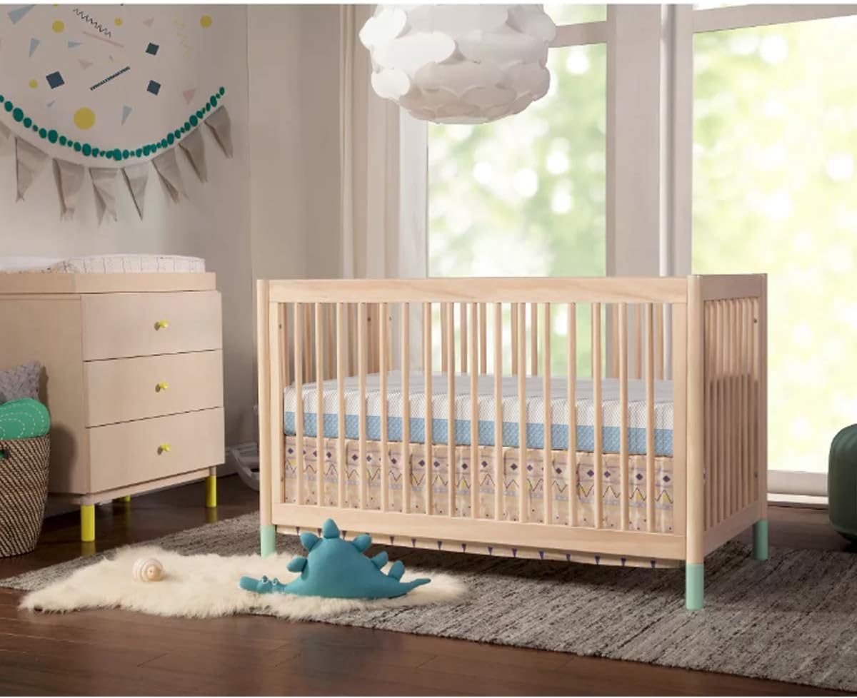 Crib Mattress, Dual Sided Comfort Memory Foam Toddler Bed Mattress, Triple-Layer Breathable Premium Baby Mattress for Infant and Toddler w/Removable Outer Cover - White&Blue