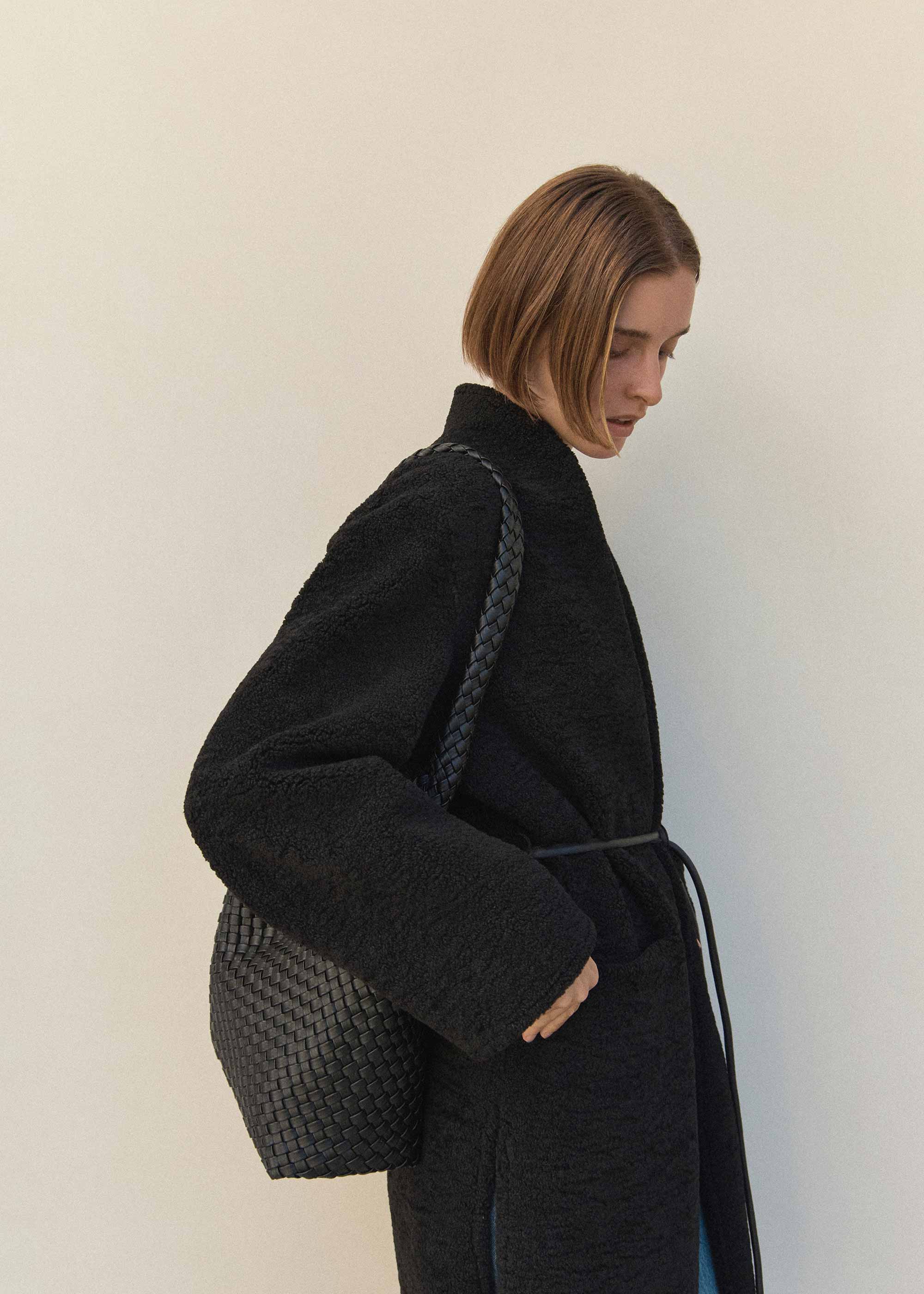 20.57 Black Recycled Alt-Leather Woven Large Tote