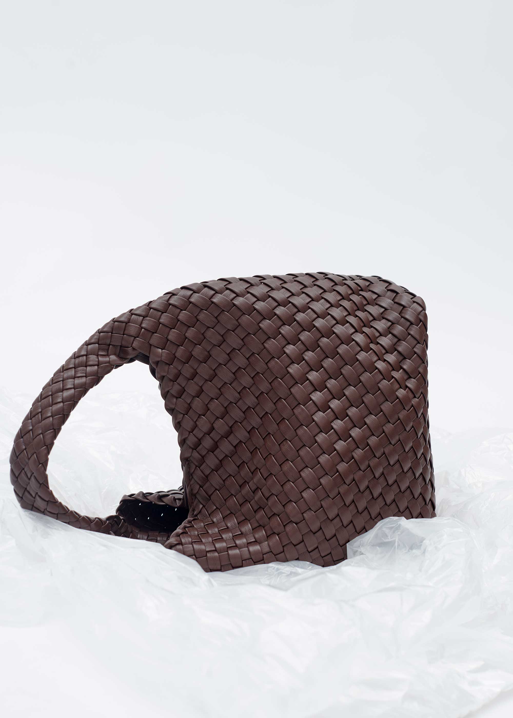 19.58 Brown Recycled Alt-Leather Woven Small Tote