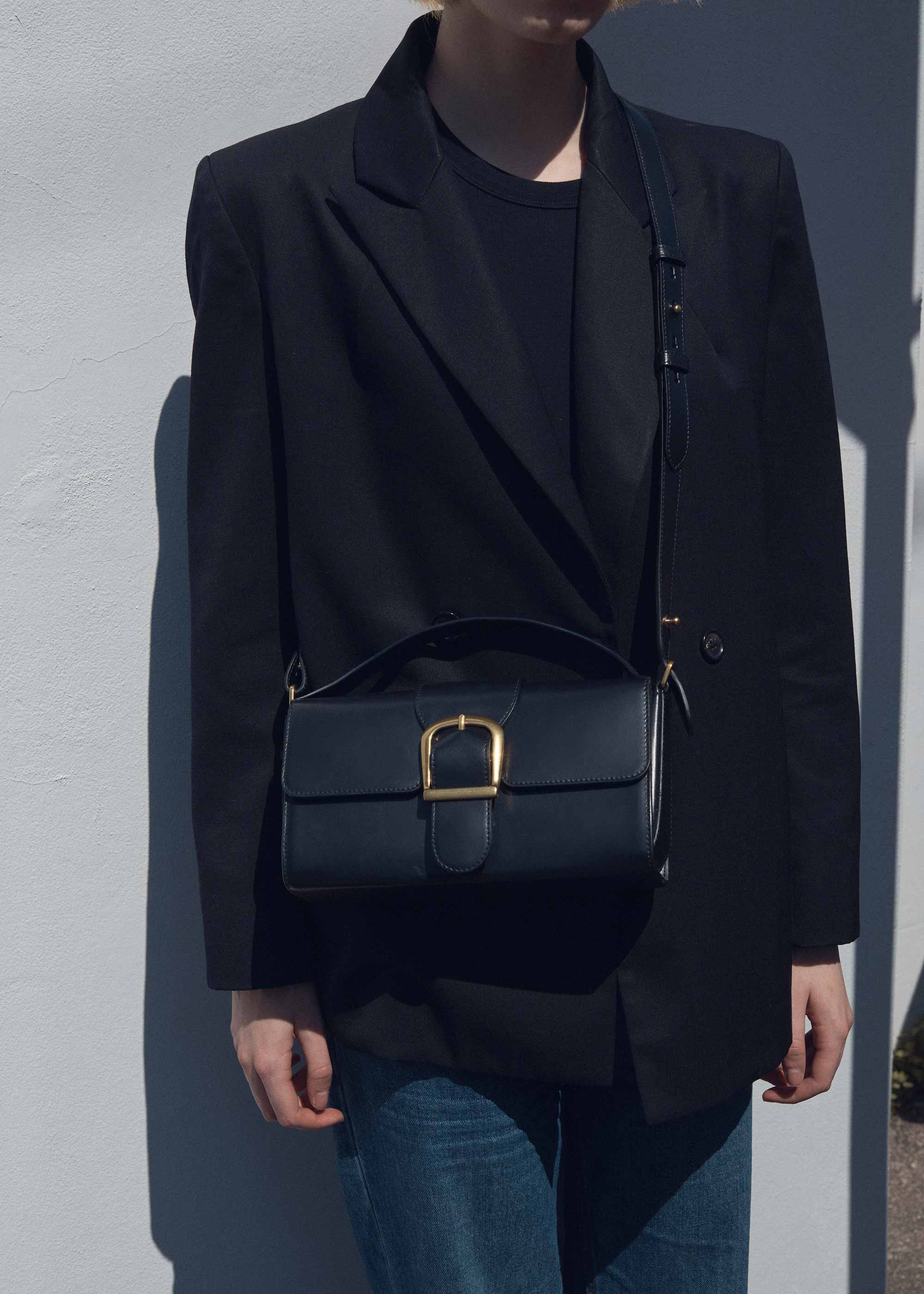 11.1 Black Small Satchel with Flat Handle