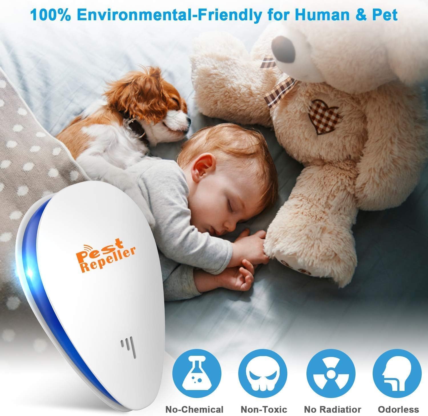 6 Pack Ultrasonic Pest Repeller, Mice Repellent Plug-ins Electronic Pest Roach Spider Insect Rodent Repellent