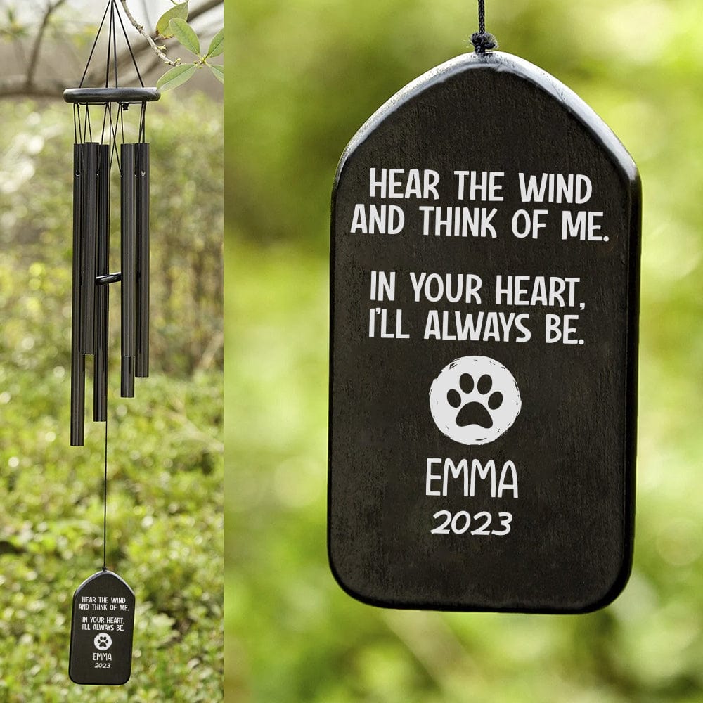 Hear The Wind And Think Of Me Dog Cat Memorial Wind Chimes Personalized Gifts