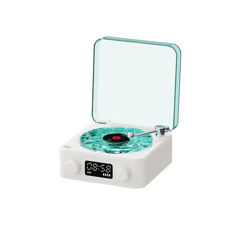 Retro Vinyl Record Player Shaped White Noise Bluetooth Speaker Sleep Aid Turntable Speaker With Dynamic Water Ripple RGB Light