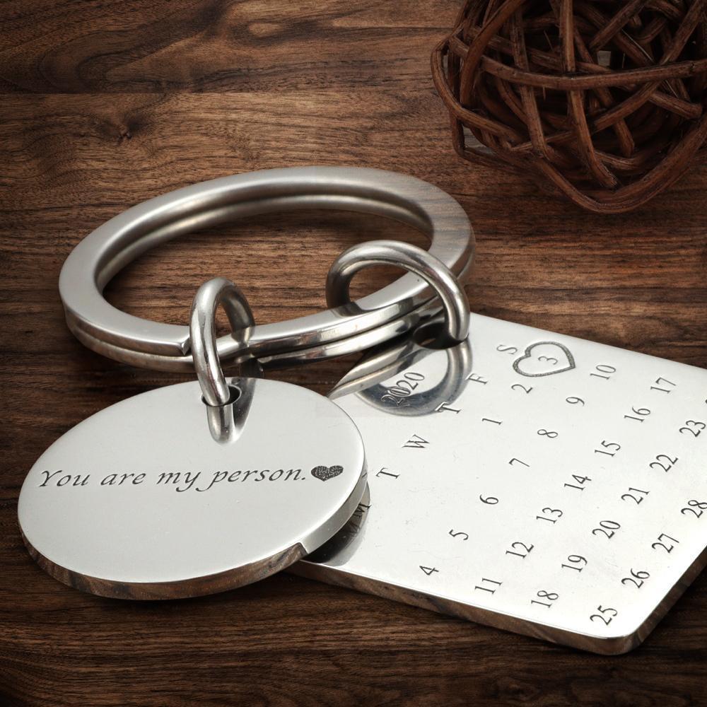 Custom Photo Keychain Engraved Calendar Keychain Gifts Black