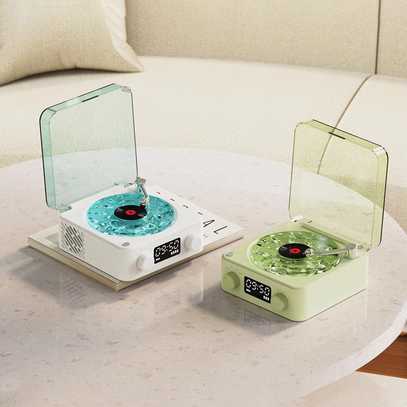 Retro Vinyl Record Player Shaped White Noise Bluetooth Speaker Sleep Aid Turntable Speaker With Dynamic Water Ripple RGB Light