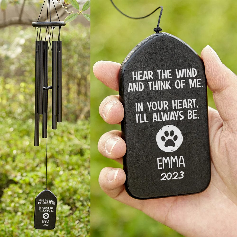 Hear The Wind And Think Of Me Dog Cat Memorial Wind Chimes Personalized Gifts