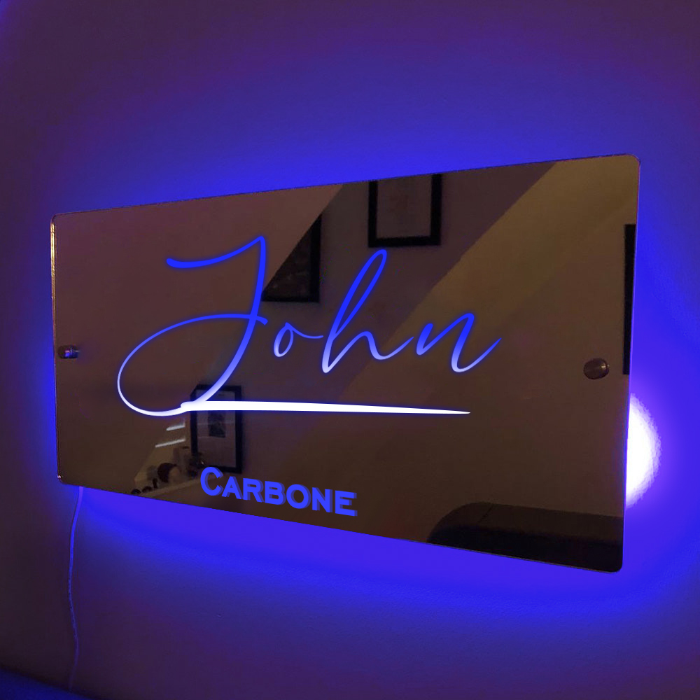 Personalised Name Mirror Sign Custom LED illuminated Light-Up Bedroom Sign Gift For Kids