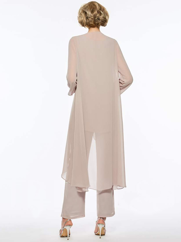 Round Neck Solid Color Vest Long Sleeve Top Trousers Three-Piece Suit