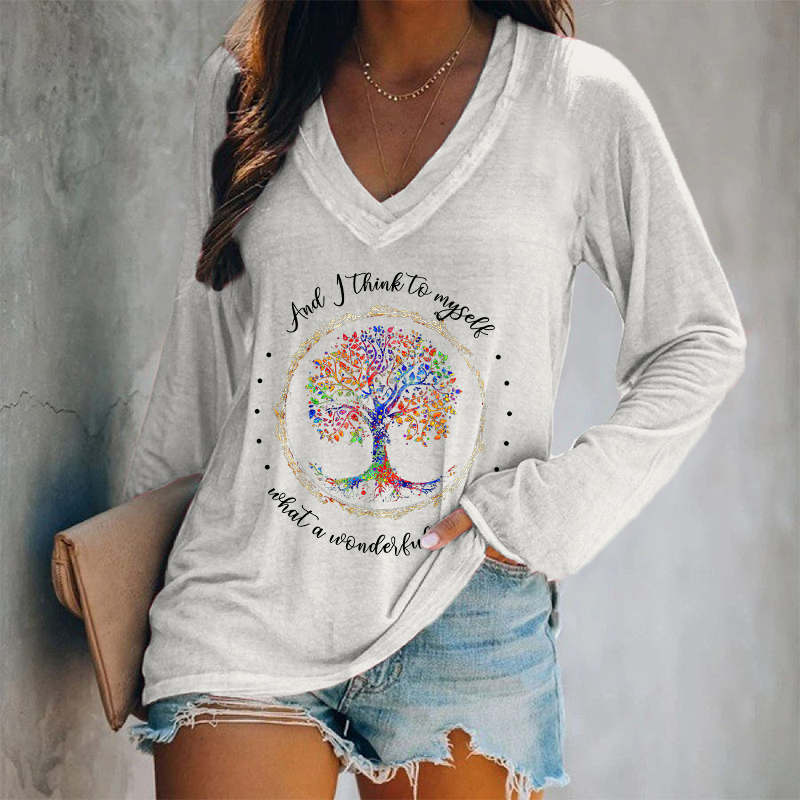 And I Think To Myself What A Wonderful World Printed Women's T-shirt
