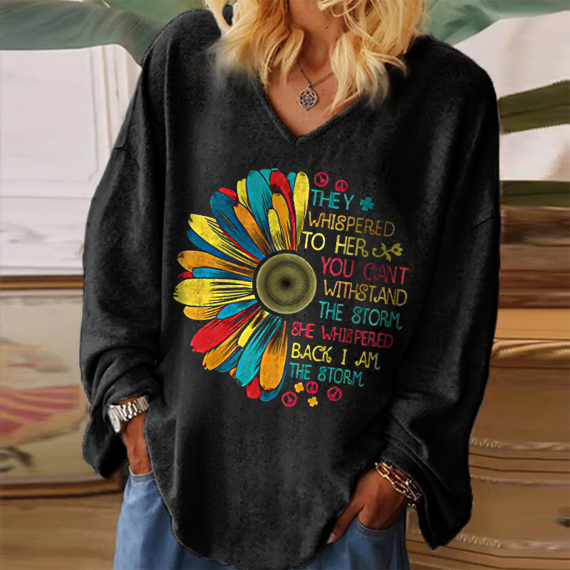 They Whispered To Her You Can't Whispered The Storm She Whispered Back I Am The Strom Printed Casual Women's T-shirt
