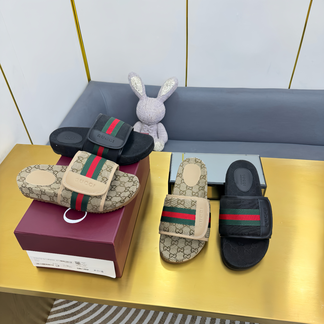 Gucci Shoes Double GG embroidered couple slippers