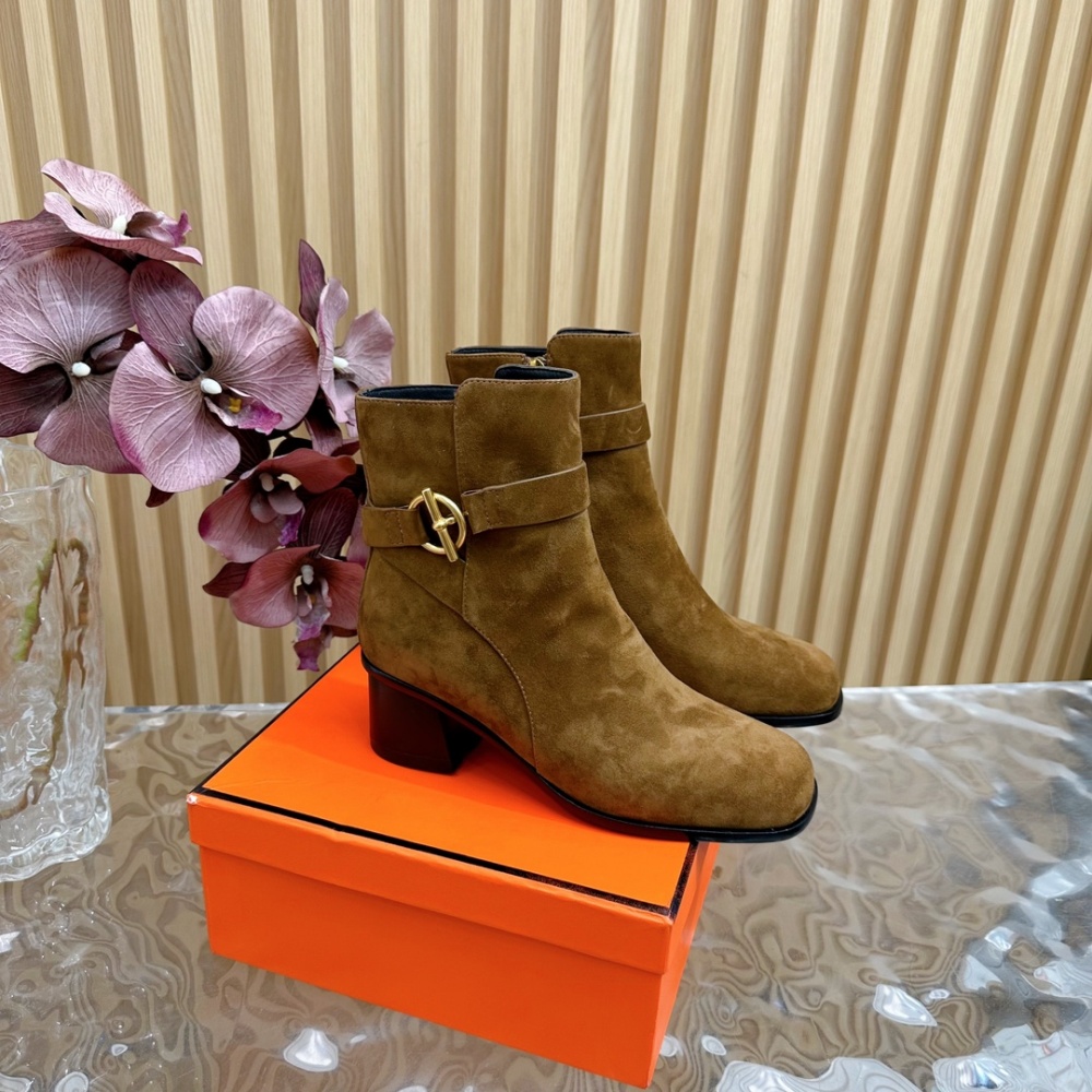 Hermes Shoes Boots Real Leather Cowhide