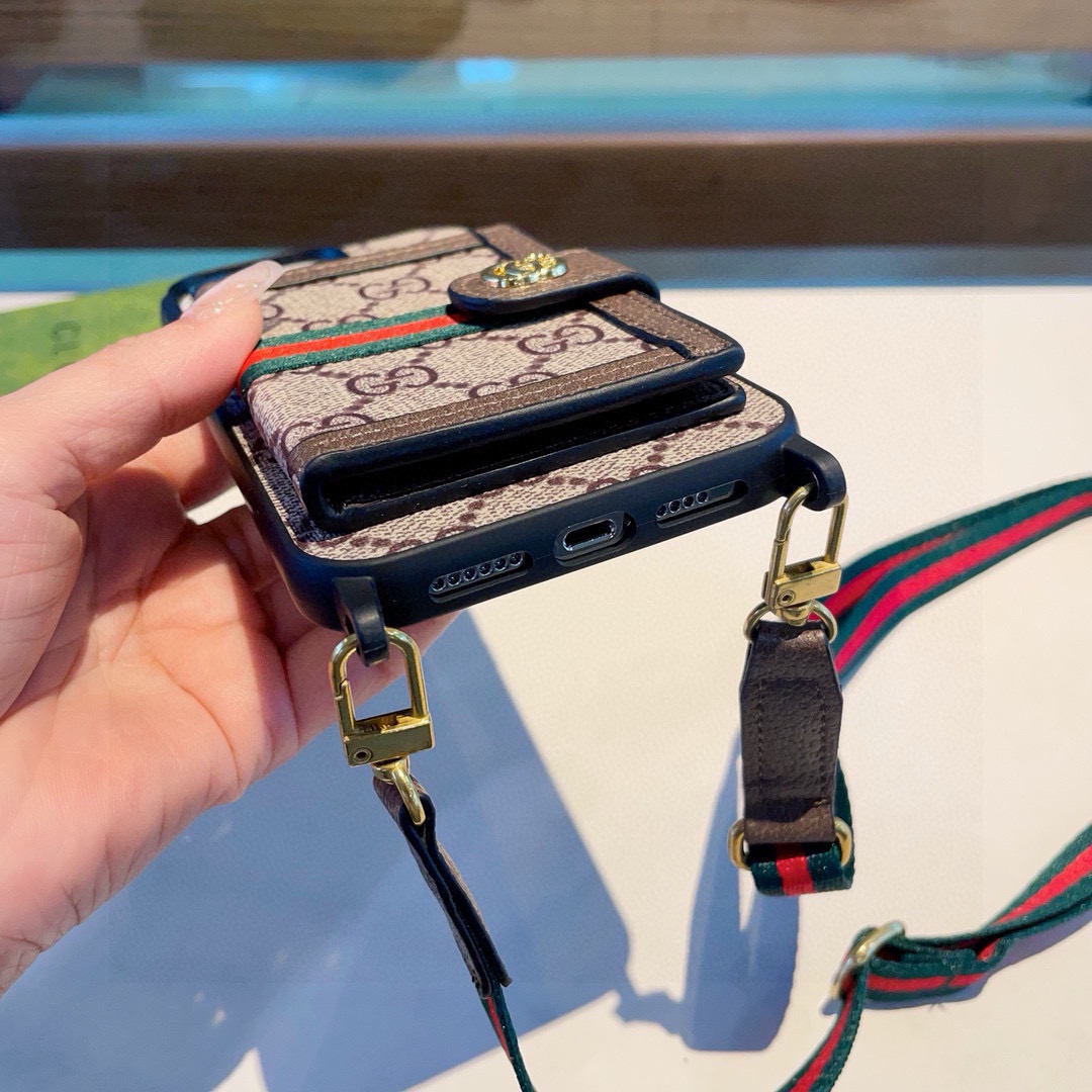 Gucci Phone Case Card Holder Original Leather Phone Case Accessories