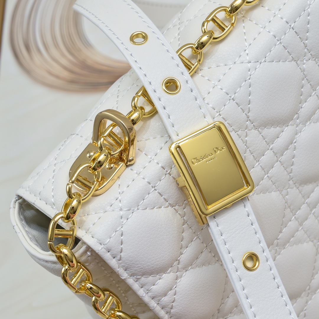 Large Dior Caro Bag White 9797 XB002 28cm