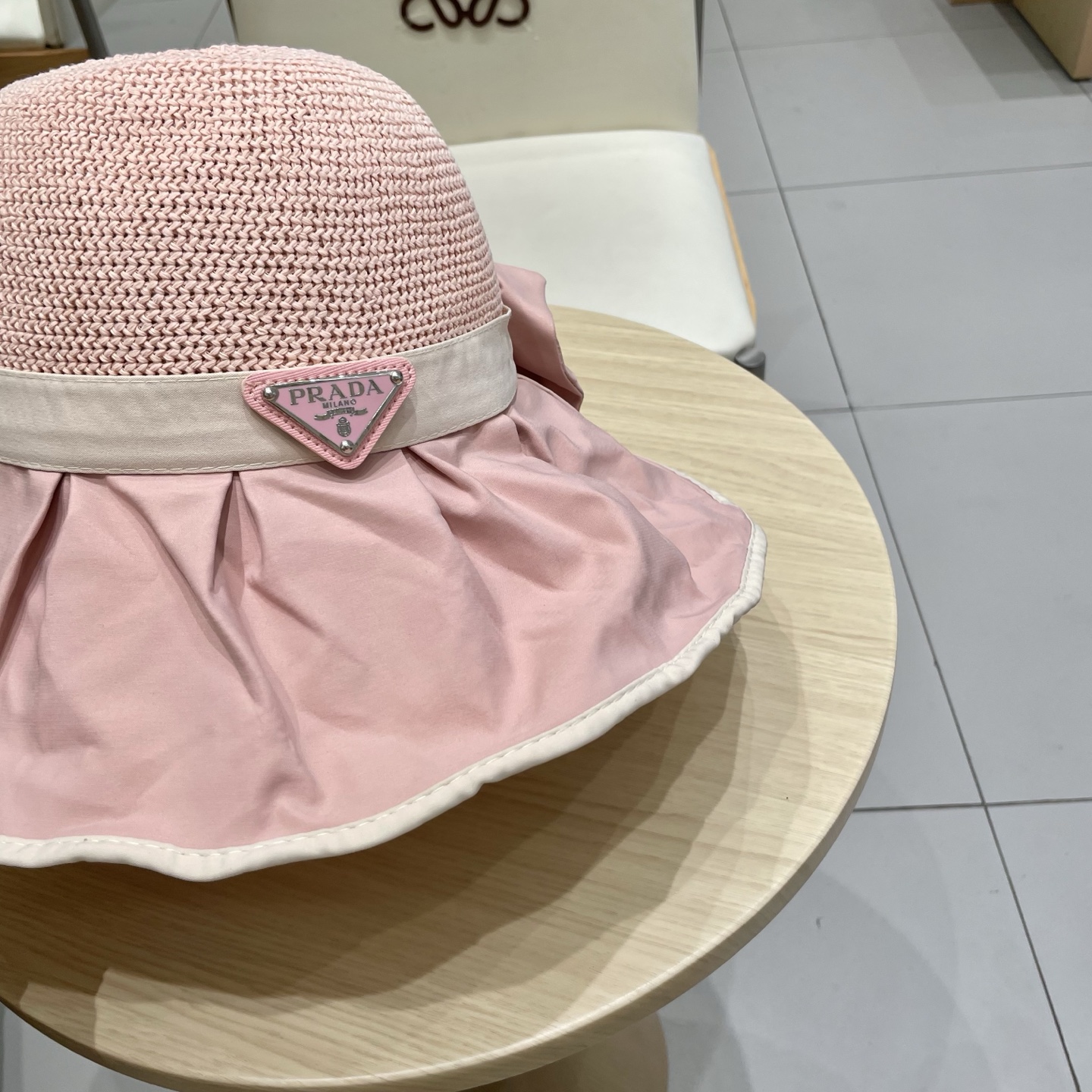 Prada Hat Bow Knot Bucket Hat Sun Hat Accessories