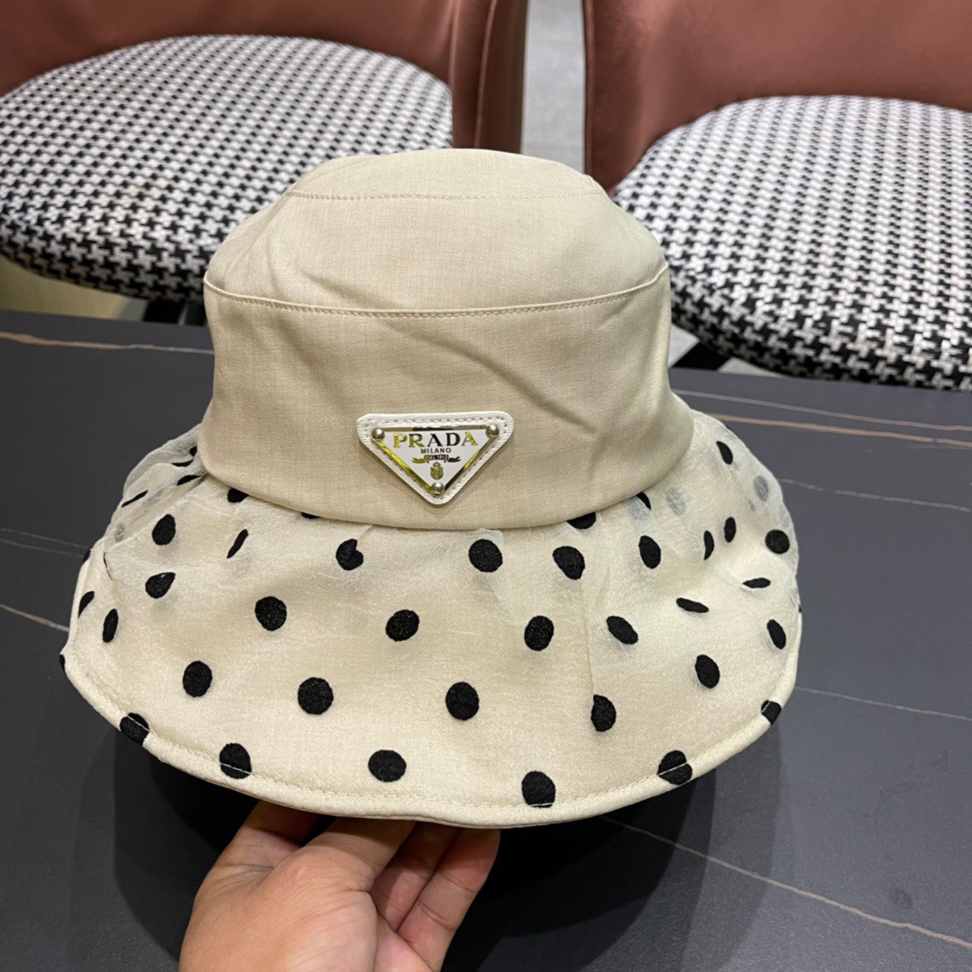 Prada Hat Polka Dot Bucket Hat Accessories