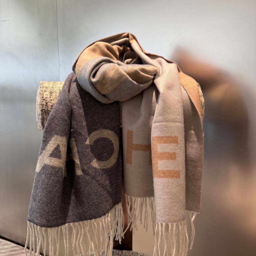 Chanel Scarf Color-Block Logo Jacquard Shawl 100% Cashmere 70*200cm Accessories