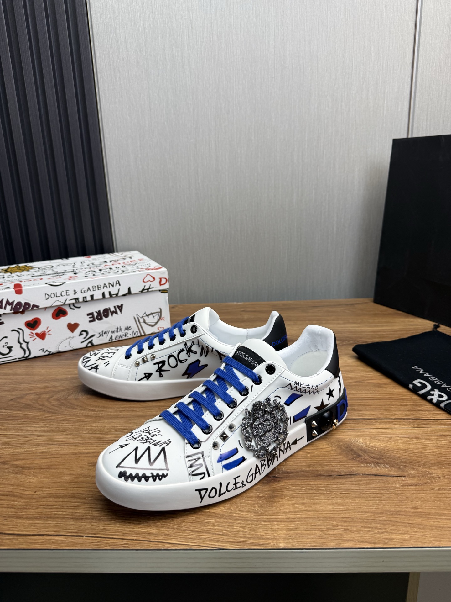 D&G Shoes Casual Shoes Cowhide Real Leather