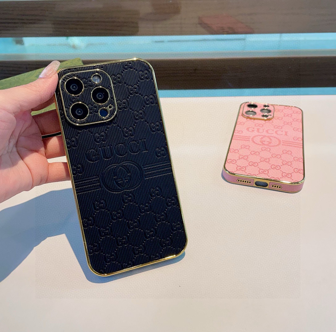 Gucci Phone Case Electroplated Side Sticker Embossed Phone Case Accessories