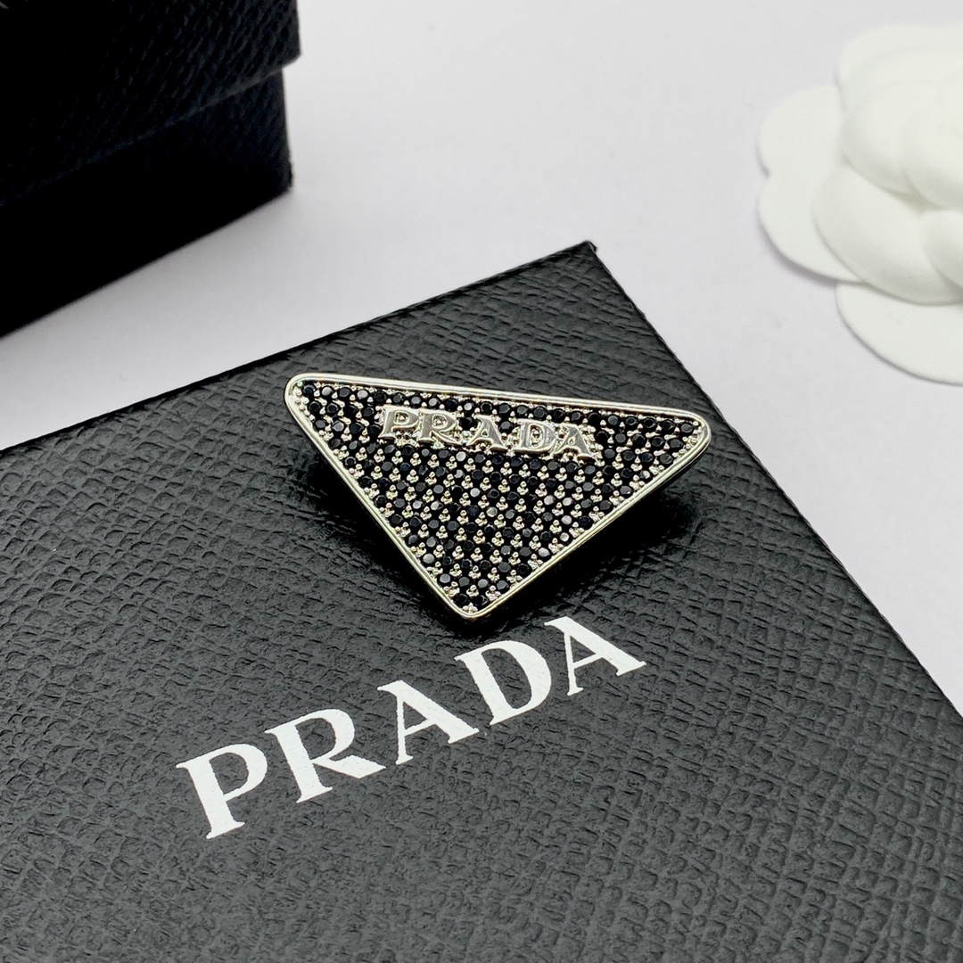 Prada Jewelry Brooches Full Diamond Triangle