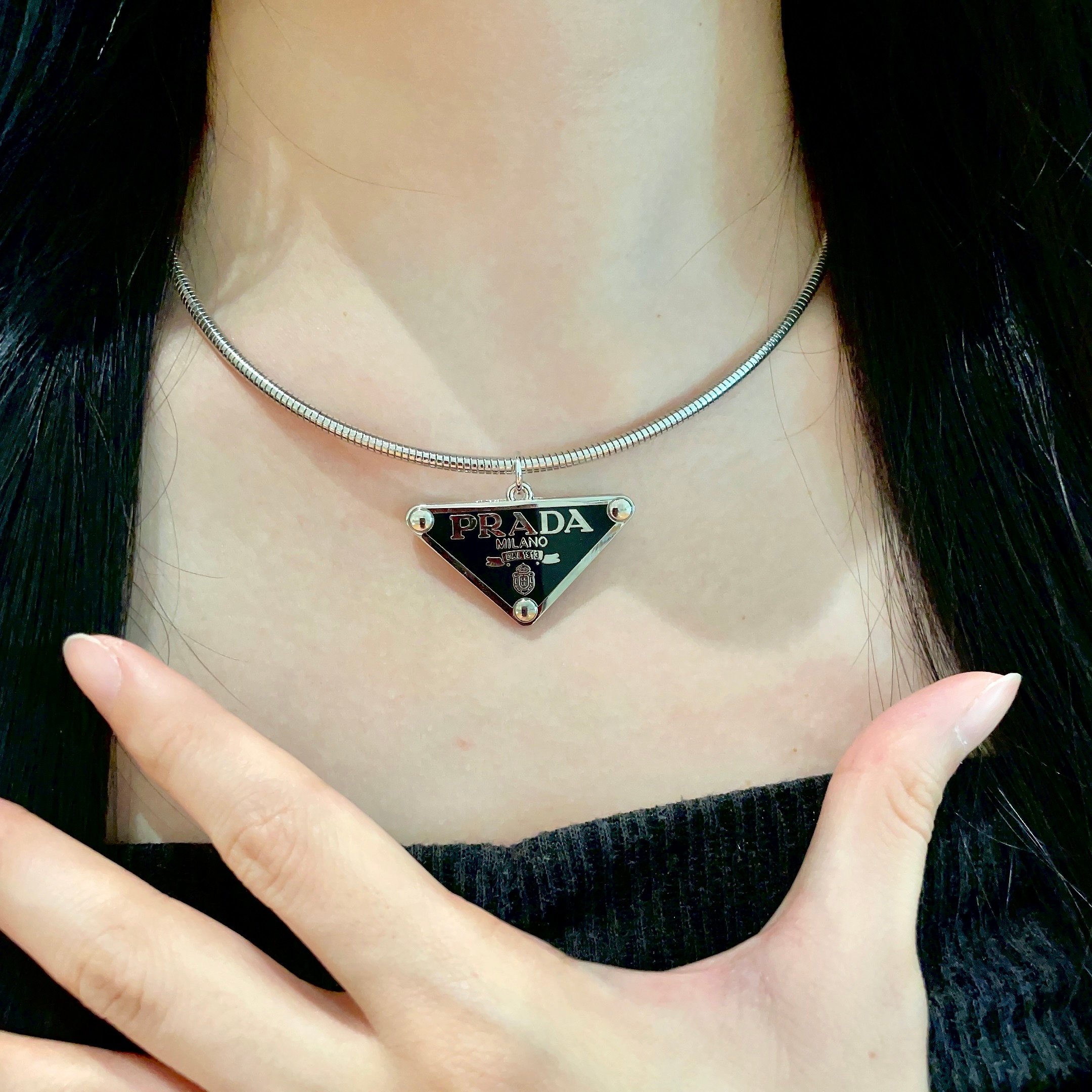 Prada Jewelry Necklace Triangle tag 60