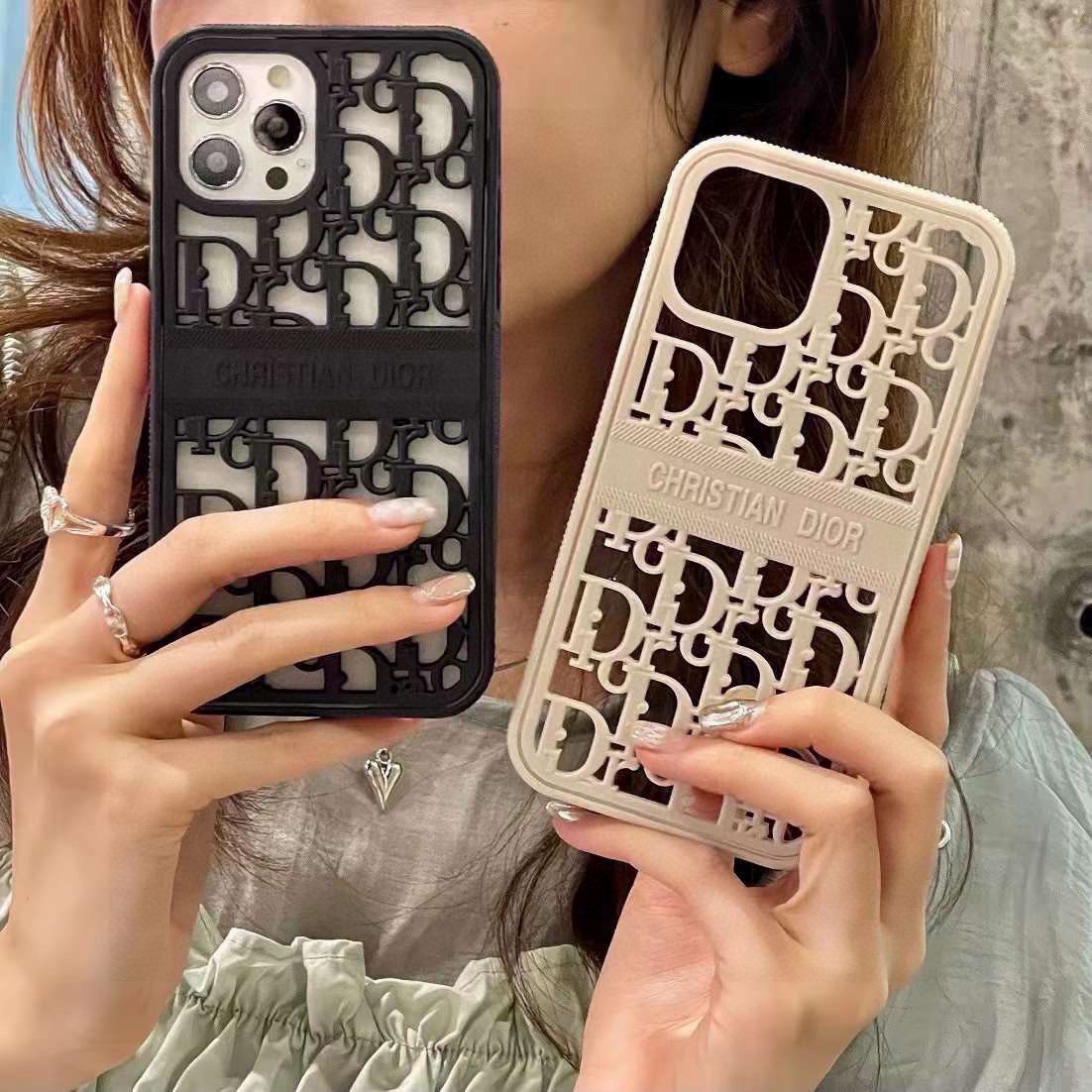 Dior Phone Case Hollow-Out Design Full Coverage Phone Case Accessories
