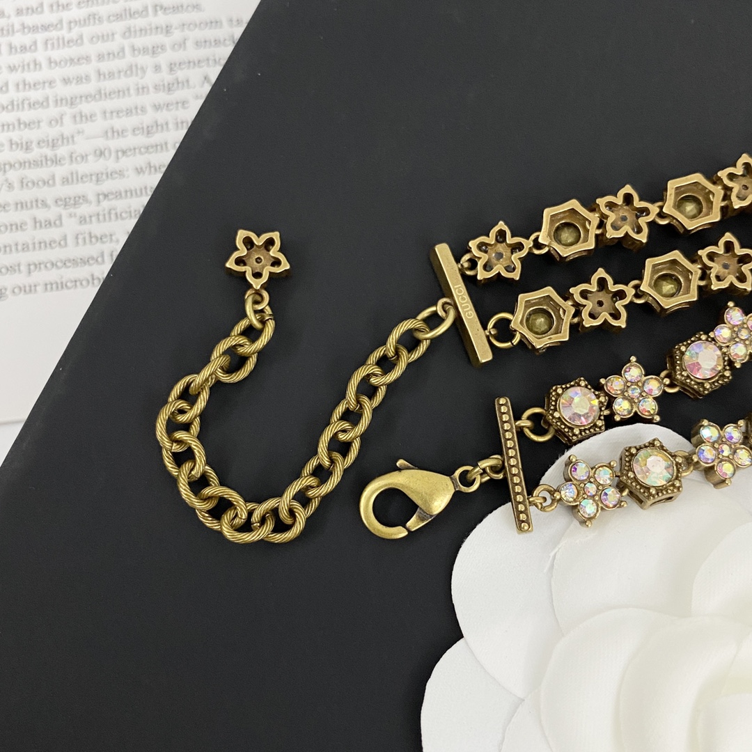 Gucci Jewelry Necklace Cool colorful diamond double crystal necklace