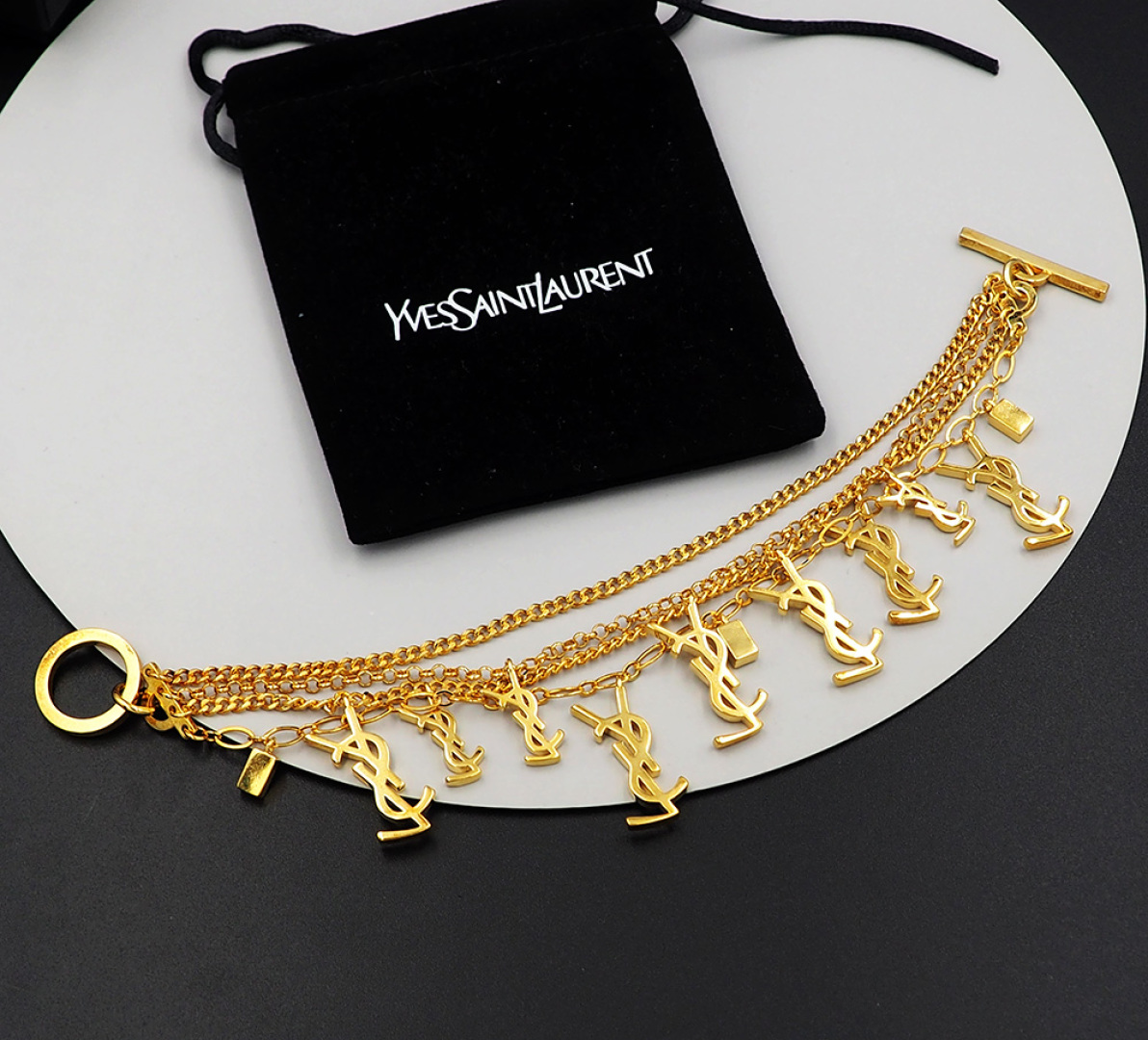 Saint Laurent Jewelry Bracelets Multilayer Chain Overlay YSL Letter Bracelet