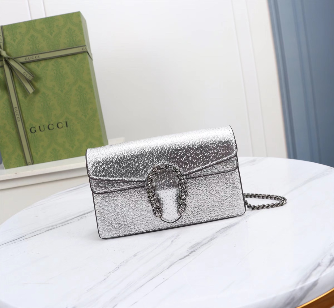 Dionysus Super Mini Bag Silver 476432 LM051 16.5cm