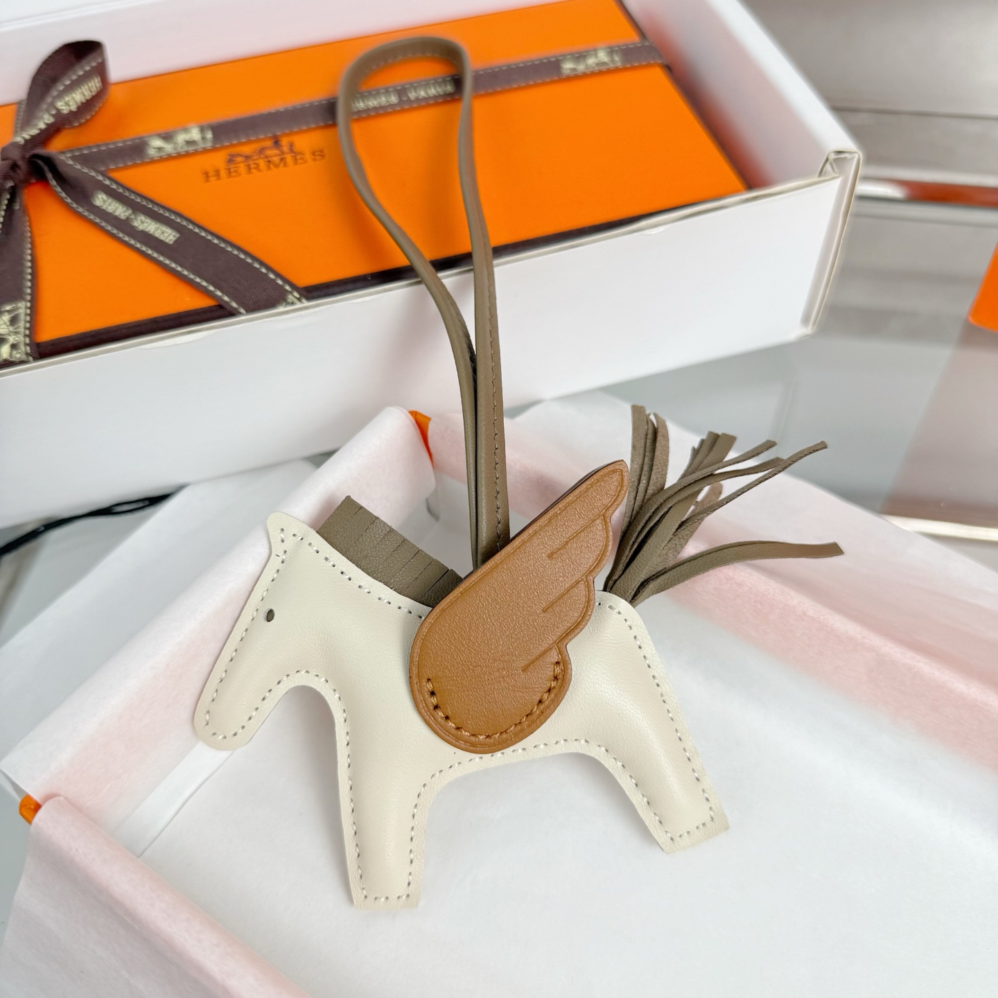 Hermes Key Chain Rodeo Pegase Imported Lambskin Pony Charms Accessories