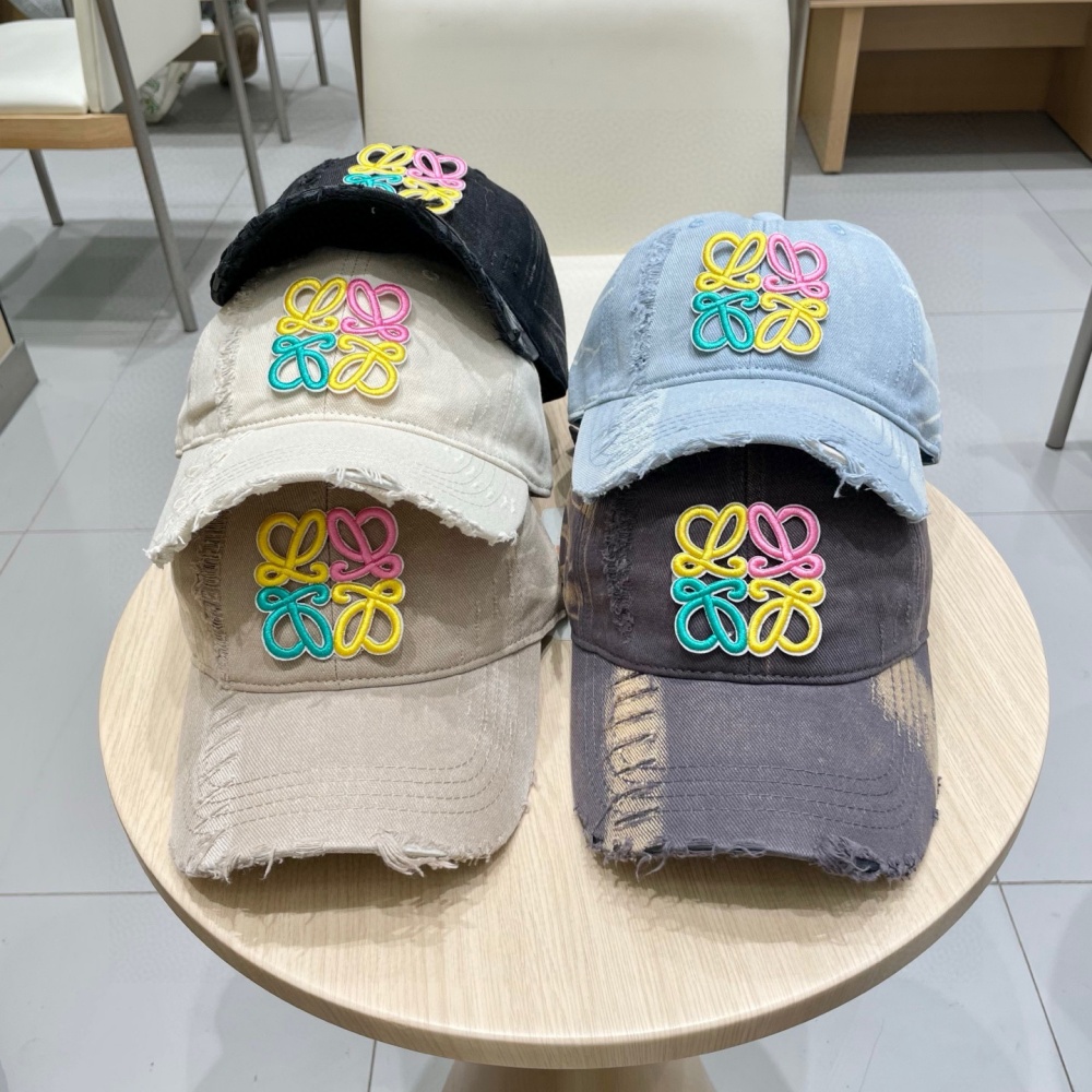Loewe Hat Embroidered Washed And Ripped Baseball Cap Accessories