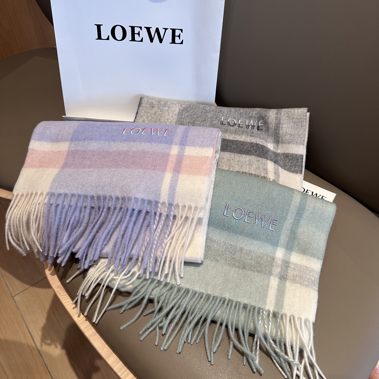Loewe Scarf British And European Plaid Scarf 30*164cm Accessories
