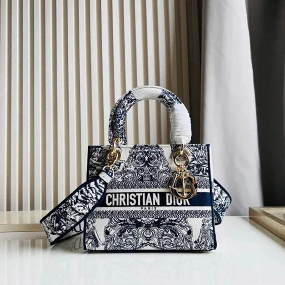 10A + top quality Dior Medium Lady D-Lite Bag M0565 LM003 24cm