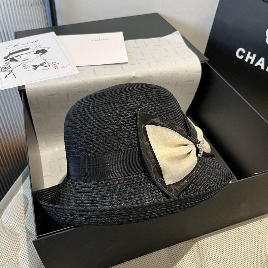 Chanel Hat Curled Straw Hat 57cm Accessories