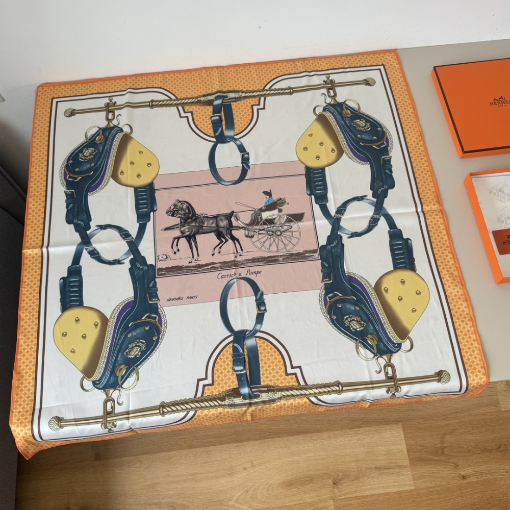 Hermes Mr. Carriage Square Scarf 100% Silk 90*90cm Accessories