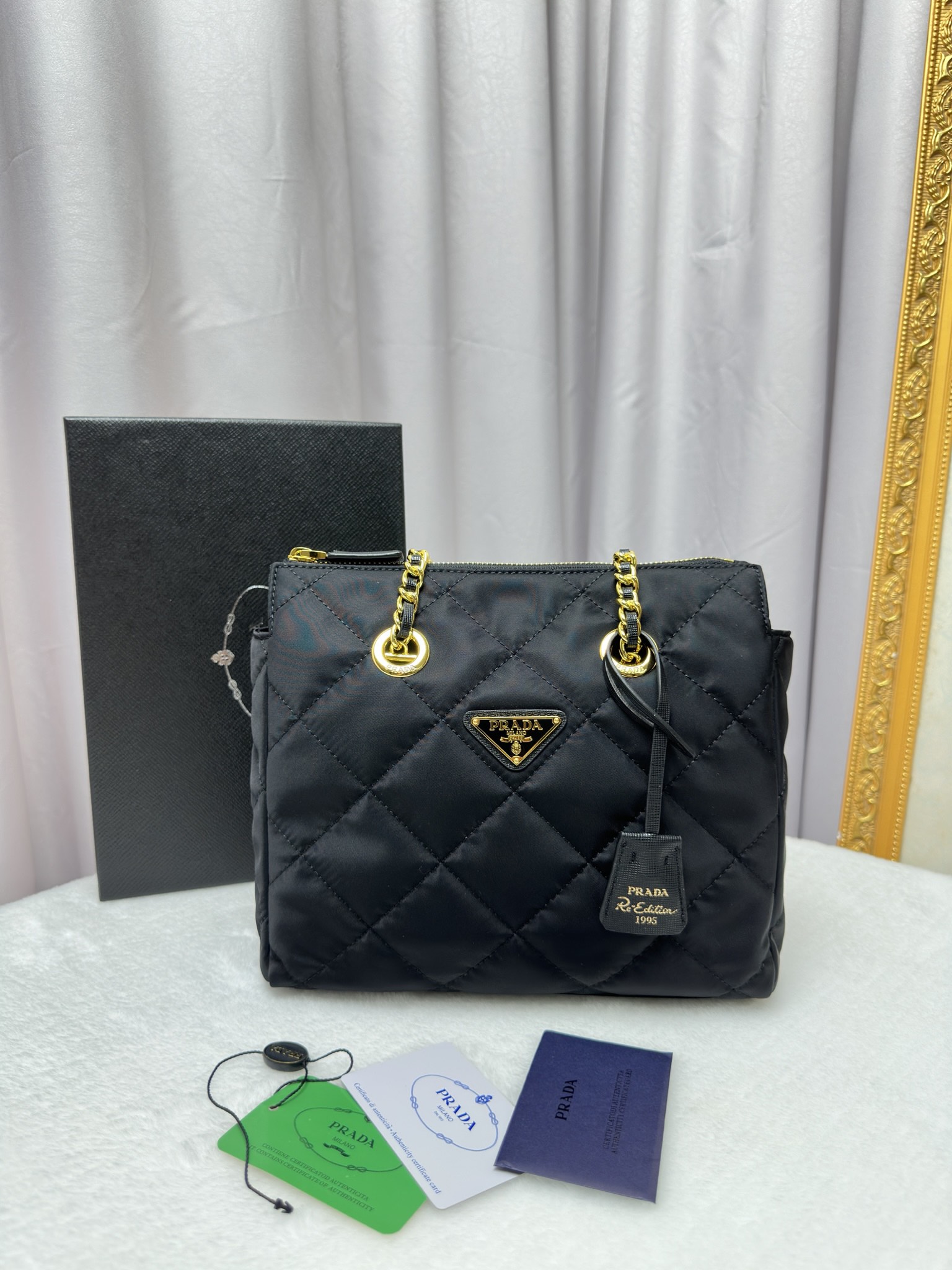 Prada Re-Nylon Tote Black 1BG468 22PJ051 25cm